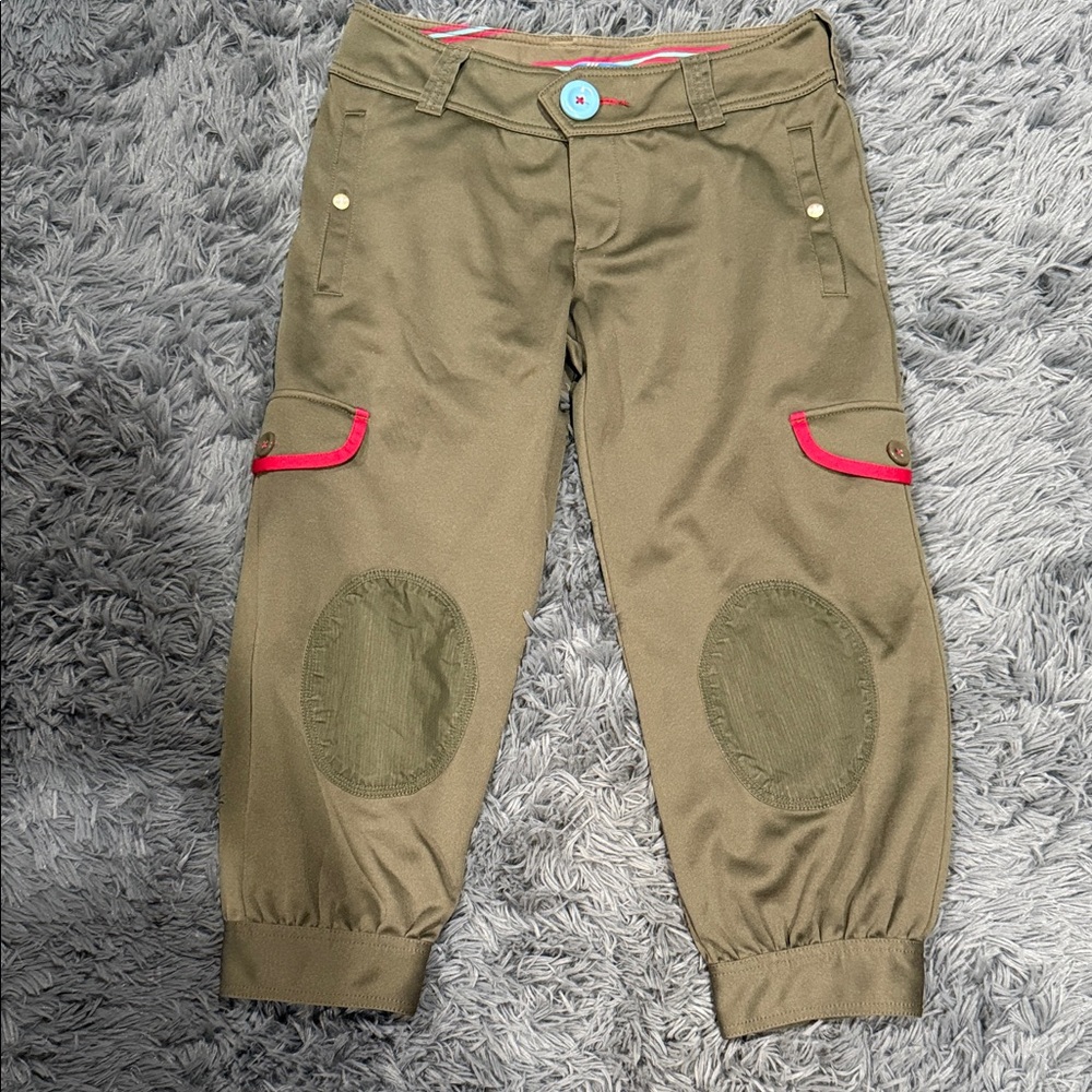 adidas Olive Cropped Pants with Pink Accents